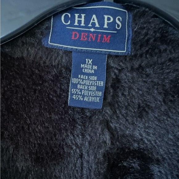 Chaps Denim - Black Suede Feel, Faux Fur Collar Vest/XL/NWOT - Picture 3 of 4